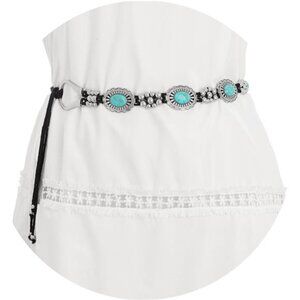 Concho Belt Turquoise Chain Belt Cowgirl Waist Belt Western Belts
